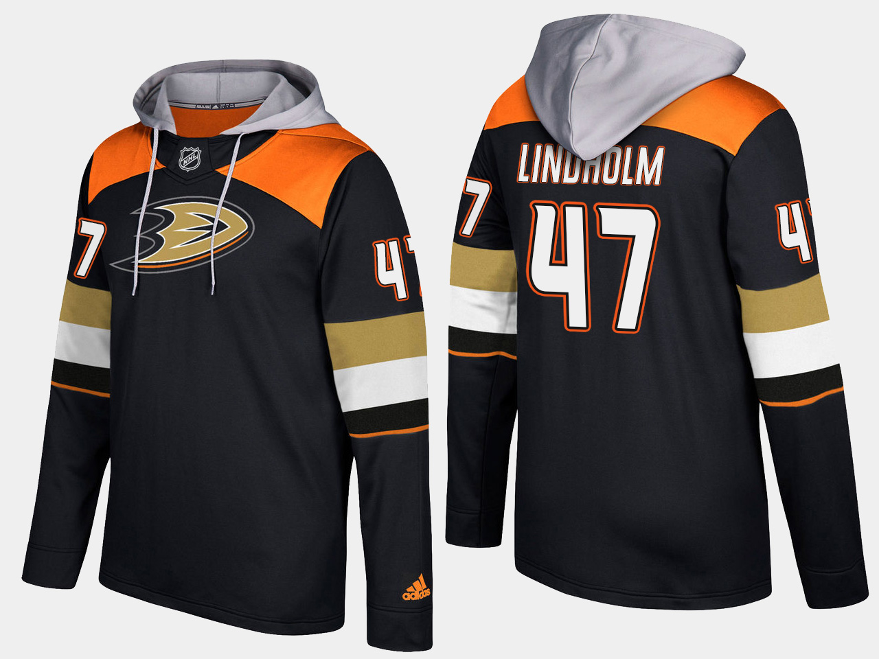 Men NHL Anaheim ducks #47 hampus lindholm black hoodie->anaheim ducks->NHL Jersey